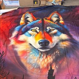 Vibrant Wolf Print Bedding